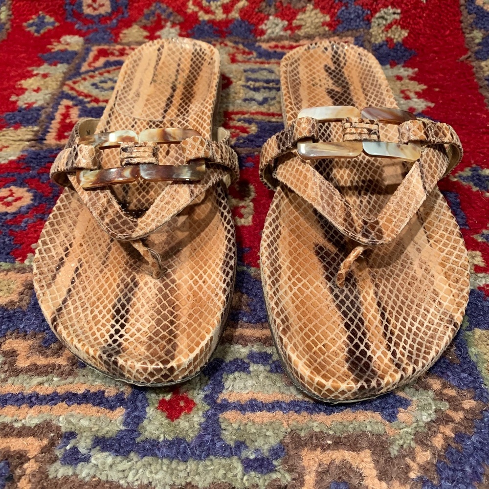 Stuart Weitzman , Python Print, Thong Sandal W/ T… - image 2